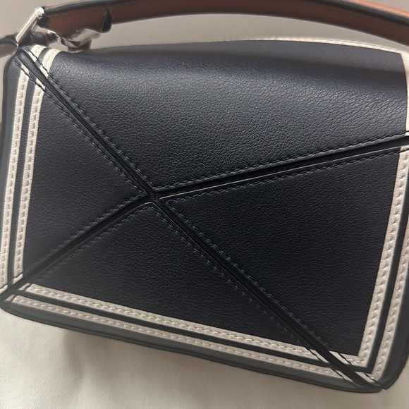 Loewe Mini Puzzle Bag Navy White Tan - Picture 7 of 8